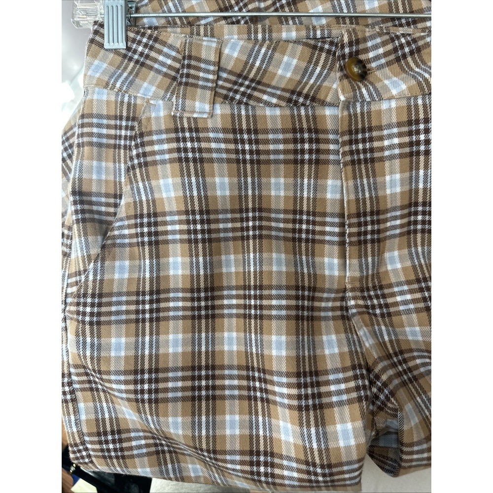 Hollister Plaid High Rise Baggy Wide Leg Pants Sz 3 R/26W Soft Tan Career School - Picture 5 of 8